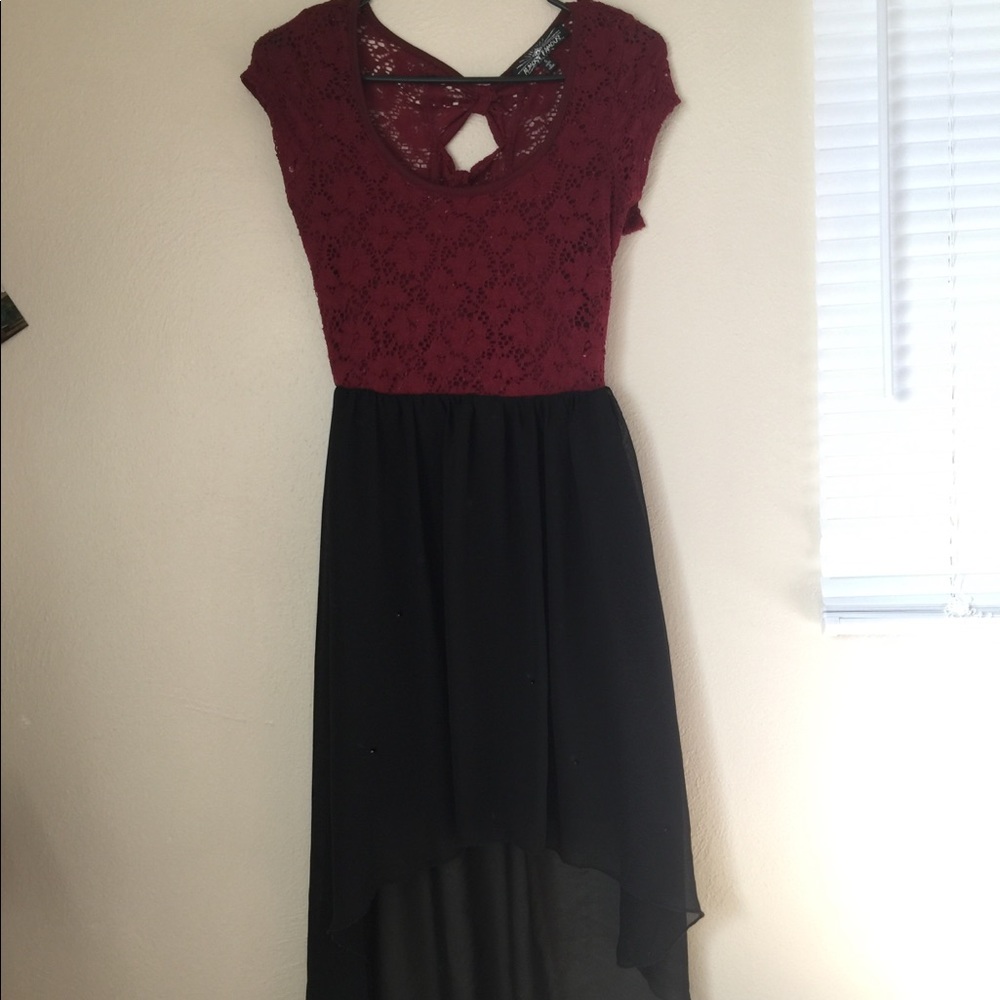 Wine red and black dress